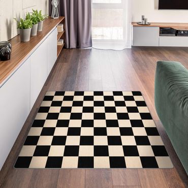 Tapetes Geometrical Pattern Chessboard Black Beige