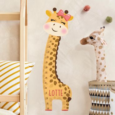 Autocolante regua de crescimento Giraffe girl with custom name