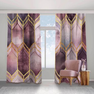 Cortinas Stained Glass Geometric Rose Gold