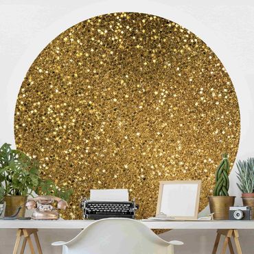 Papel de parede redondo Glitter Confetti In Gold