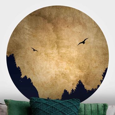Papel de parede redondo Gold Moon In The Forest
