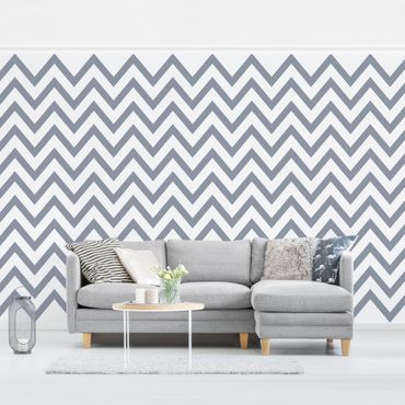 Papel de parede padrões Grey White Zigzag