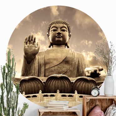 Papel de parede redondo Big Buddha Sepia