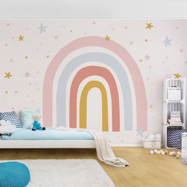 Mural de parede Big Rainbow With Stars And Dots
