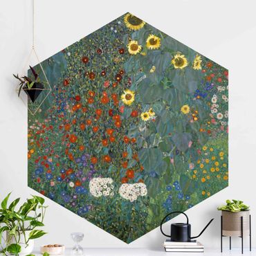 Papel de parede hexagonal Gustav Klimt - Garden Sunflowers