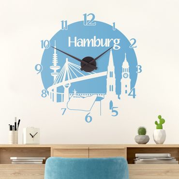 Autocolantes de parede Hamburg clock