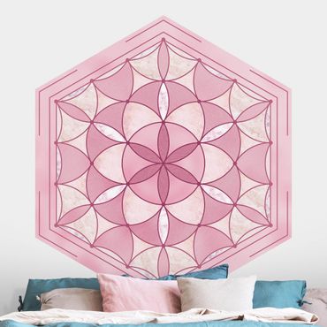 Papel de parede hexagonal Hexagonal Mandala In Pink
