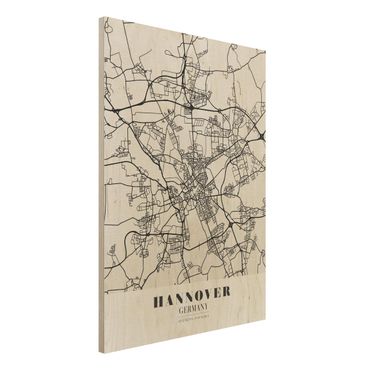 Quadros em madeira Hannover City Map - Classic