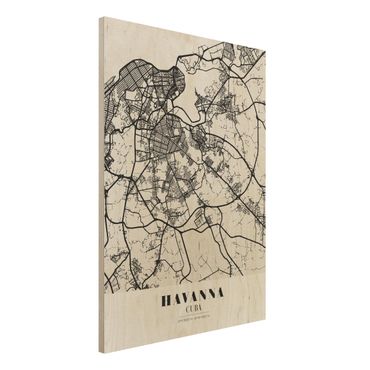 Quadros em madeira Havana City Map - Classic