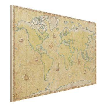 Quadros em madeira World Map