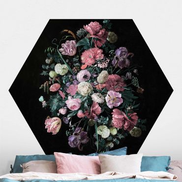 Papel de parede hexagonal Jan Davidsz De Heem - Dark Flower Bouquet