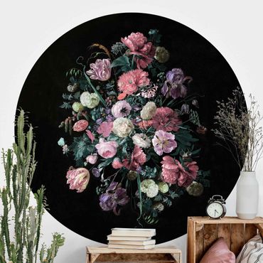 Papel de parede redondo Jan Davidsz De Heem - Dark Flower Bouquet