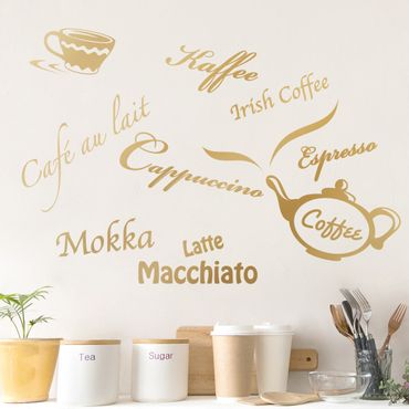 Autocolantes de parede Types of Coffee with Coffee Pot