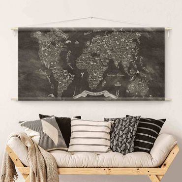 Tapeçaria de parede Chalk Typography World Map