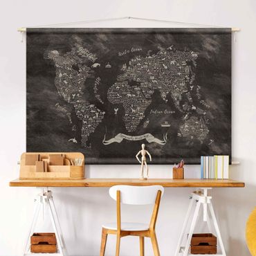 Tapeçaria de parede Chalk Typography World Map
