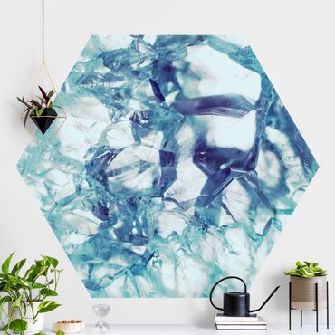 Papel de parede hexagonal Crystal Blue