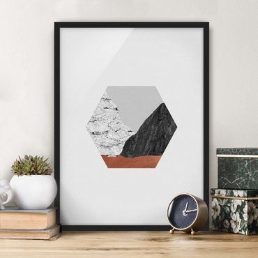 Quadros com moldura Copper Mountains Hexagonal Geometry