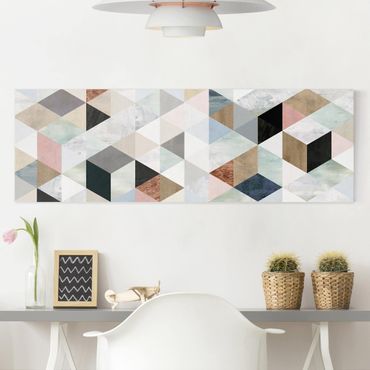 Telas decorativas Watercolour Mosaic With Triangles I