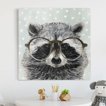 Telas decorativas Animals With Glasses - Raccoon