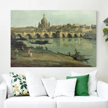 Telas decorativas Bernardo Bellotto - View of Dresden from the Right Bank of the Elbe with Augustus Bridge