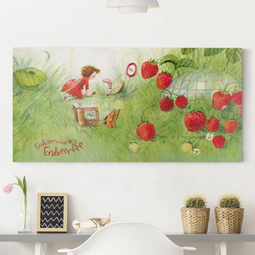 Telas decorativas Little Strawberry Strawberry Fairy- With Worm Home