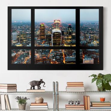 Telas decorativas Window view illuminated skyline of London