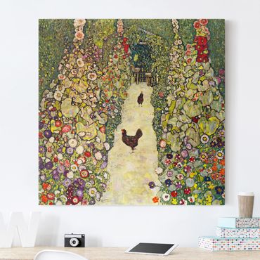Telas decorativas Gustav Klimt - Garden Path with Hens