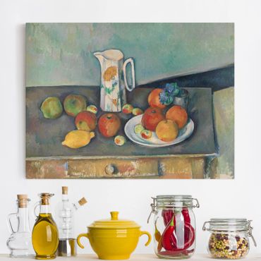 Telas decorativas Paul Cézanne - Still Life With Milk Jug And Fruit