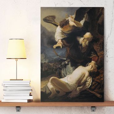 Telas decorativas Rembrandt van Rijn - The Angel prevents the Sacrifice of Isaac