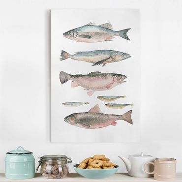 Telas decorativas Seven Fish In Watercolour I