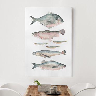 Telas decorativas Seven Fish In Watercolour II
