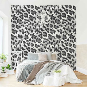 Mural de parede Leopard Print With Watercolour Pattern In Grey