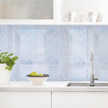 Backsplash de cozinha Line Pattern Colour Gradient In Blue