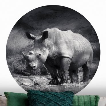 Papel de parede redondo Lonesome Rhinoceros