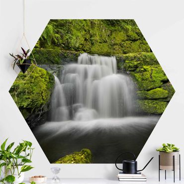 Papel de parede hexagonal Lower Mclean Falls In New Zealand
