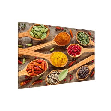 Quadros magnéticos Spices On Wooden Spoon