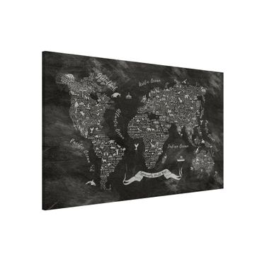 Quadros magnéticos Chalk Typography World Map