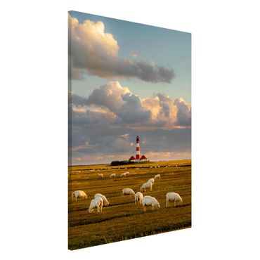 Quadros magnéticos North Sea Lighthouse With Flock Of Sheep
