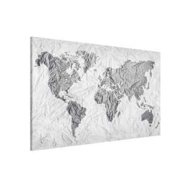 Quadros magnéticos Paper World Map White Grey