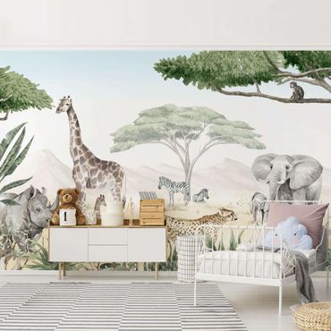 Mural de parede Majestic animal world of the savannah