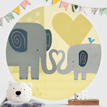 Papel de parede redondo Mum And I - Elephants