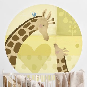 Papel de parede redondo Mum And I - Giraffes