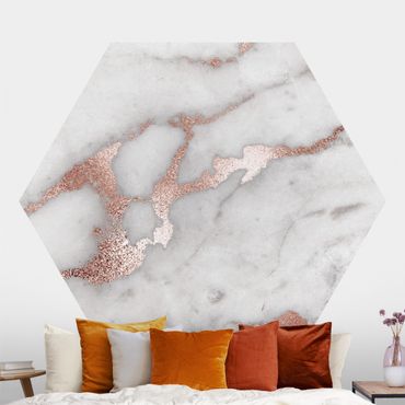 Papel de parede hexagonal Marble Look With Glitter