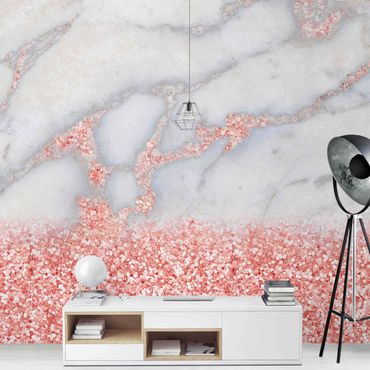 Mural de parede Marble Look With Pink Confetti