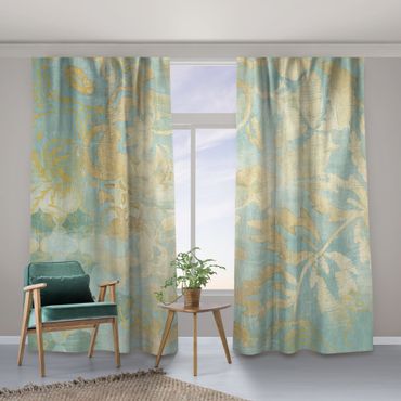 Cortinas Moroccan Collage In Gold And Turquoise II