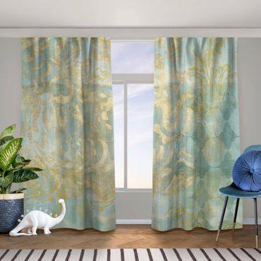 Cortinas Moroccan Collage In Gold And Turquoise