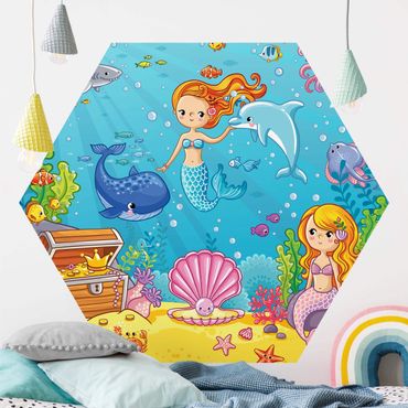 Papel de parede hexagonal Mermaid Underwater World