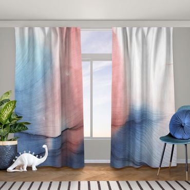 Cortinas Mottled Colour Dance In Blue With Red