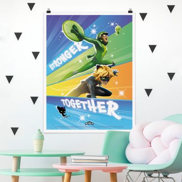 Posters Miraculous Cat Noir And Carapace Stronger Together