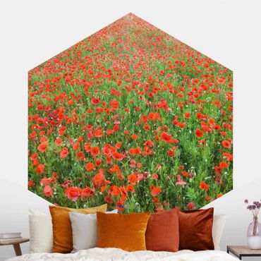 Papel de parede hexagonal Poppy Field